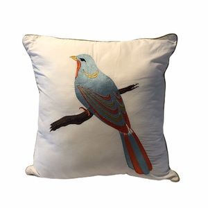 INDIGO HOME cream&multi bird centered throw pillow